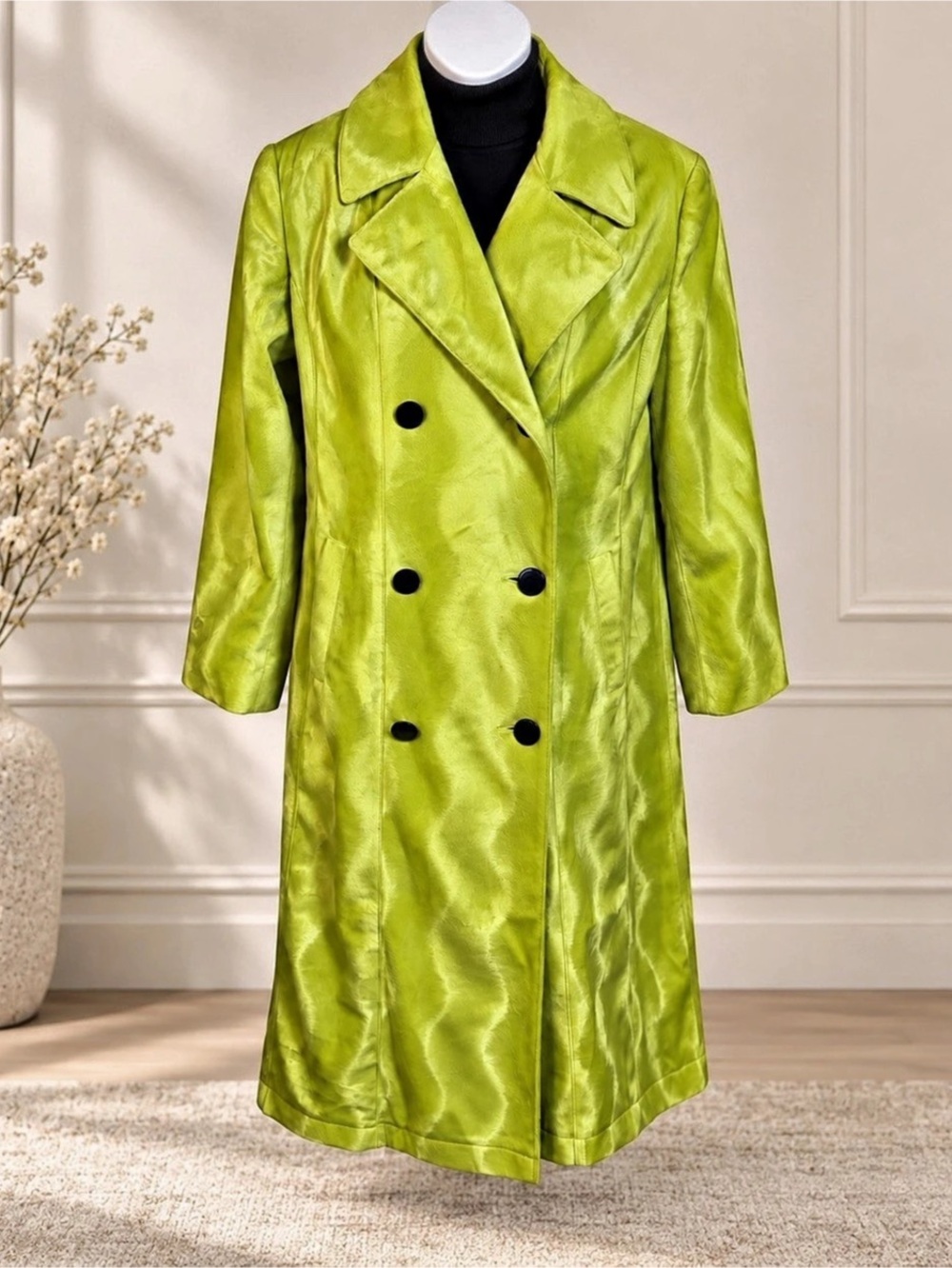 Newport News Lime Green Double Breasted Long Coat Size 12